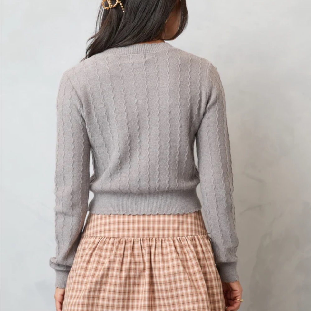 Aniston Grey Scallop Detail Cardigan - Picture 4 of 4